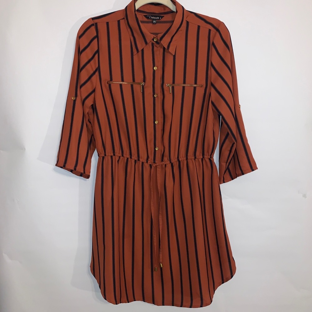Orange Pinstriped Retro Dress - Picture 10 of 10
